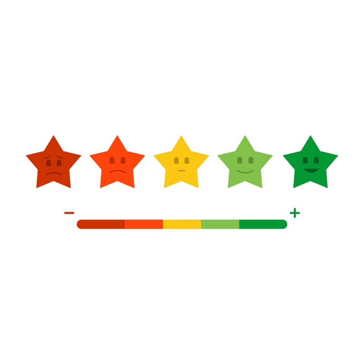 Vetor emoticons de estrela da pesquisa de satisfação do cliente