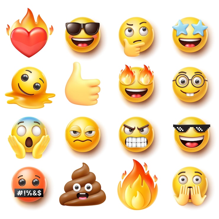 Emoticons símbolos ícones conjunto de cores