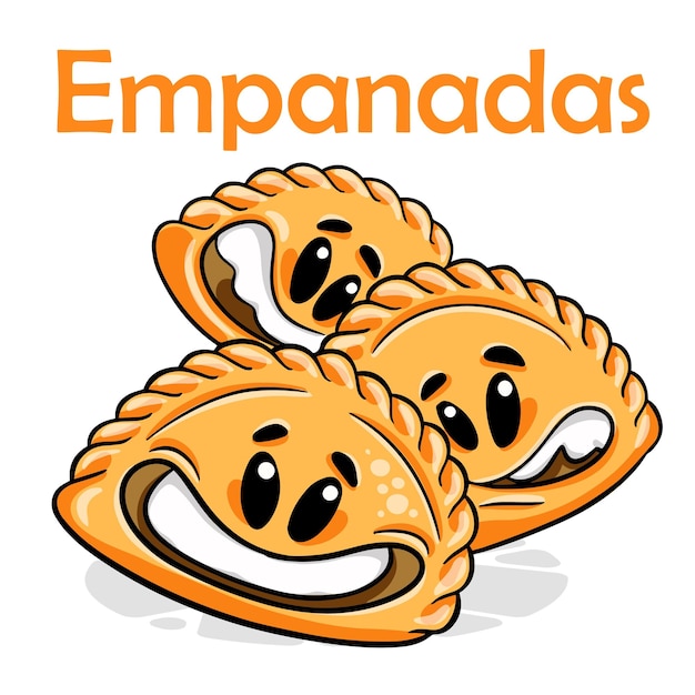 Empanadas Personagem de desenho animado engraçado Fundo isolado do vetor