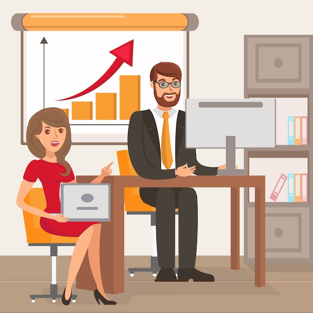 Empreendedor e assistente pessoal ilustração