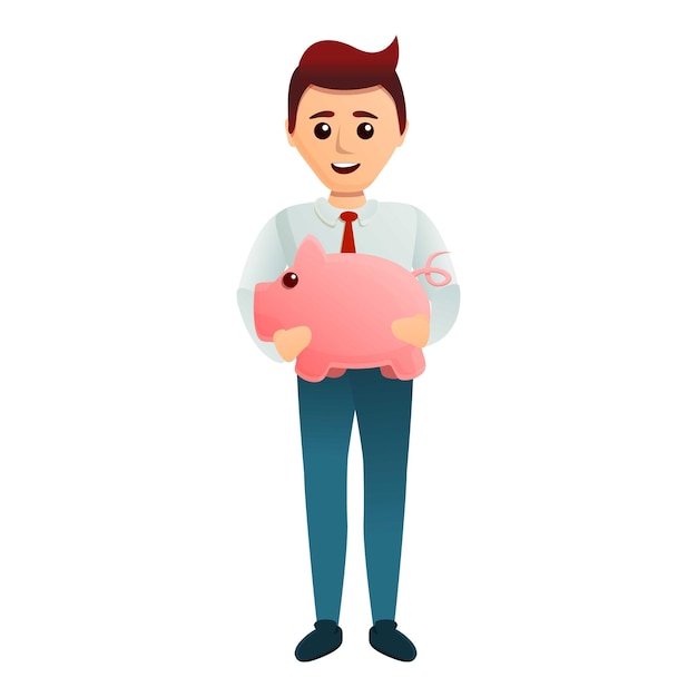 Empregador de banco com ícone de cofrinho desenho animado de empregador de banco com ícone vetorial de cofrinho para web design isolado em fundo branco