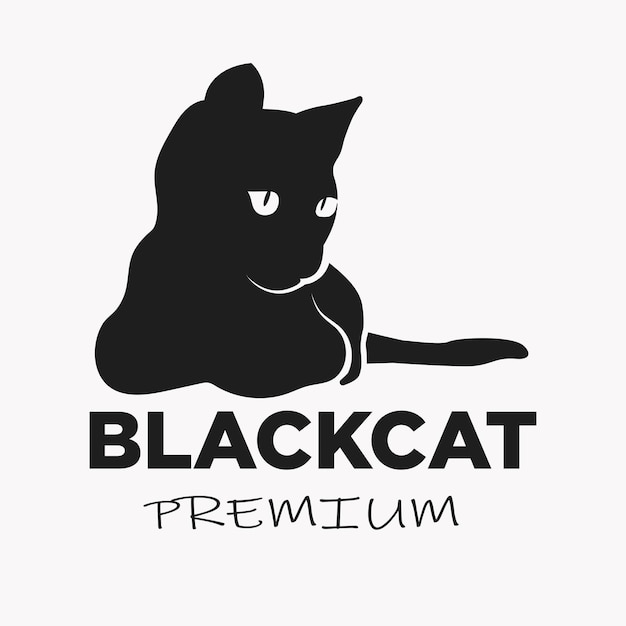 Empresa de design de logotipo de gato preto silhueta