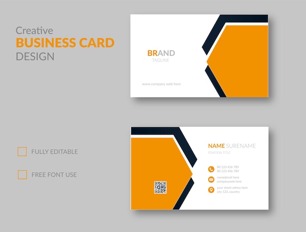 Vetor empresa de negócios corporativos cartão de visita moderno de cor laranja e azul