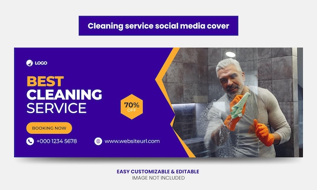 Empresa de serviços de limpeza Mídia social Modelo de foto de capa do Facebook
