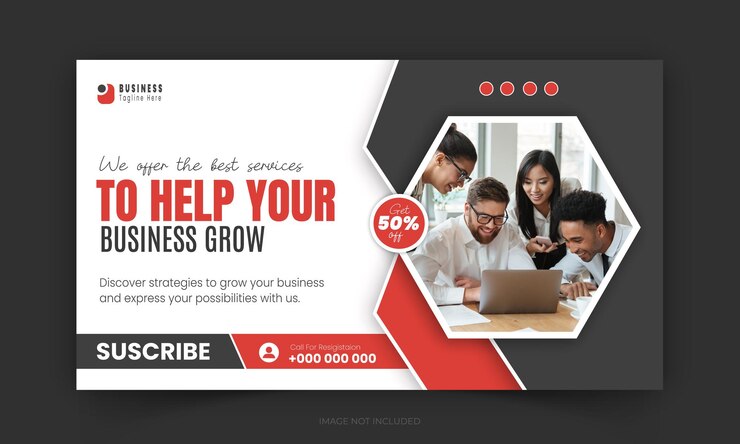 Vetor empresa youtube thumbnail e web banner design live streaming vídeo miniatura template