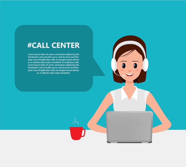 Vetor empresária em call center