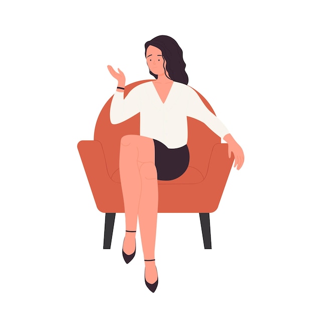 Empresária sentada na poltrona