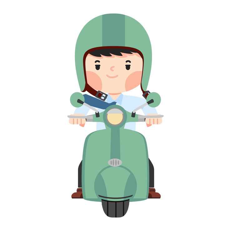 Vetor empresário andando de desenho animado de motocicleta