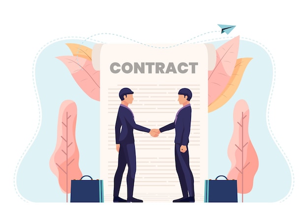 Empresário, apertando as mãos com o documento do contrato. parceria de negócios e conceito de acordo de contrato.