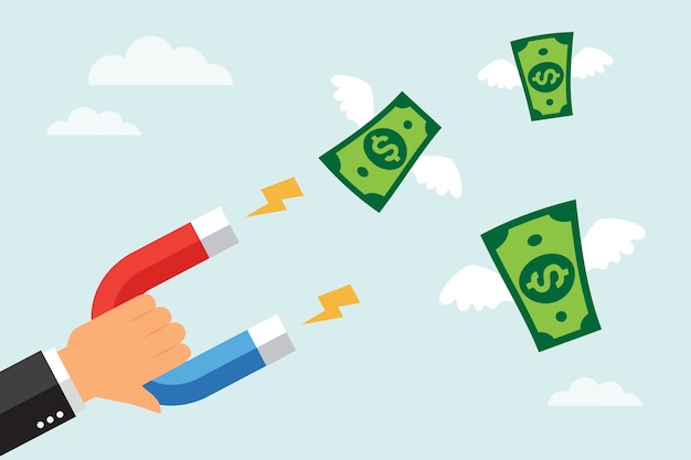 Empresário atrai notas de dólar com um grande ímã
