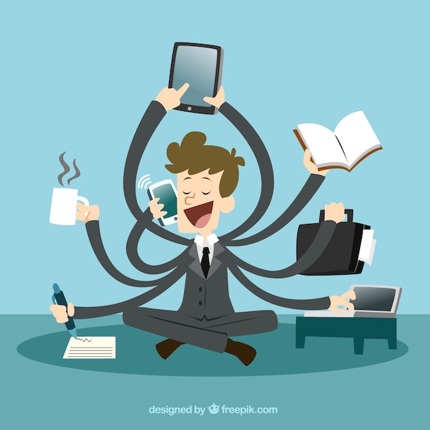Empresário com multitarefa