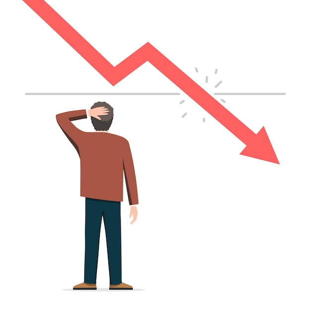 Vetor empresário e gráfico de recessão