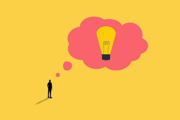 Empresário feliz olhar lâmpada conceito de nova ideia brainstorming inovação sucesso 1