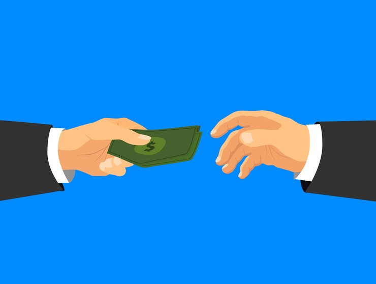 Vetor empresário mãos tomando dinheiro