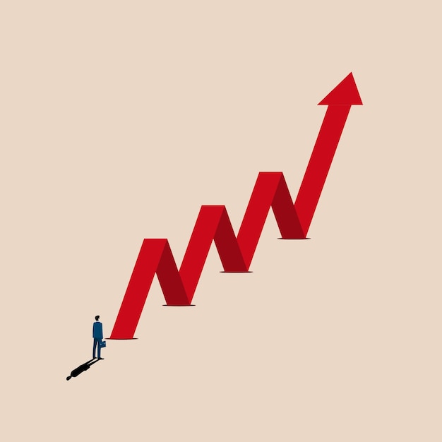Empresário olhe para o topo do gráfico