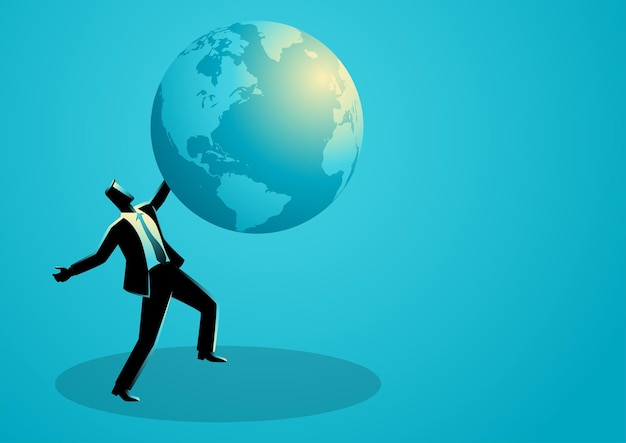 Empresário tentando abraçar o mundo
