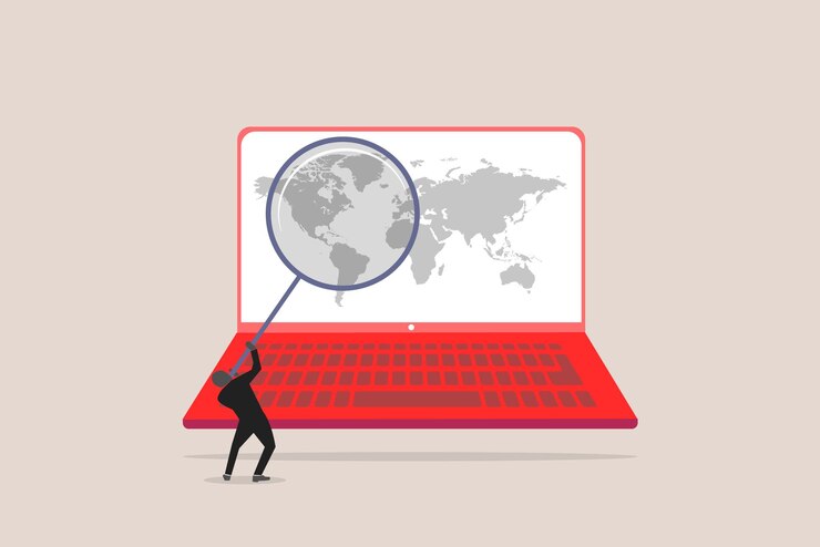 Vetor empresário trazer lupa no mapa de viagem procurando localizações da cidade geografia rota conceito lente de vidro foco