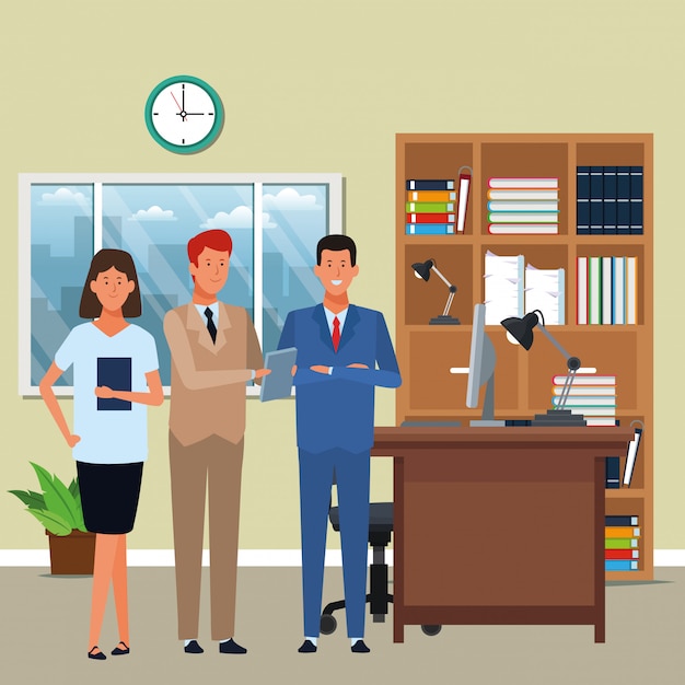 Empresários personagens de desenhos animados de avatar no escritório
