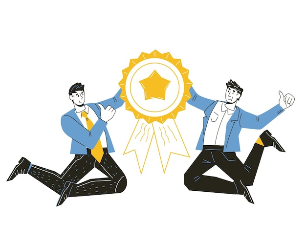 Empresários receberam medalha de ouro pela ilustração vetorial de rabiscos em primeiro lugar isolada
