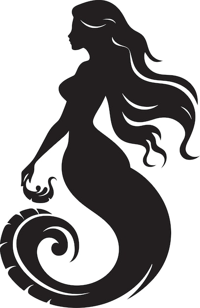 Encanto etéreo vector negro sereia marítima sirene sereia logo iconografia