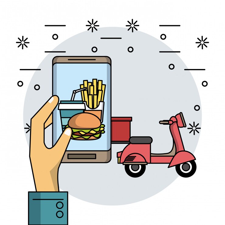 Vetor encomenda de comida online