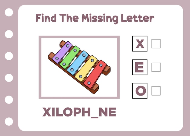 Encontre a letra perdida do xilofone para crianças