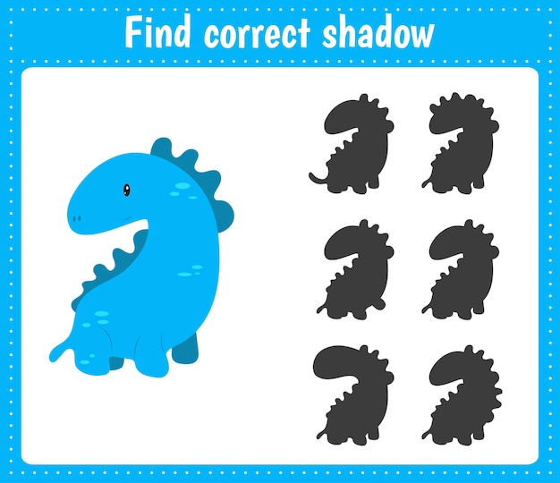 Encontre a sombra correta dinosaur jogo de correspondência educacional para crianças jogos de lógica para crianças cartão de aprendizagem para jardim de infância ou escola