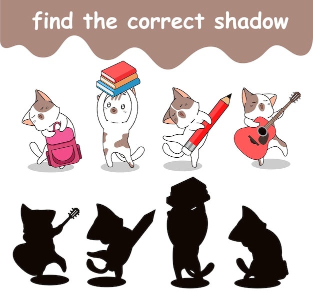Encontre a sombra correta do adorável gato de volta à escola