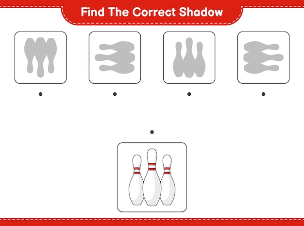 Encontre a sombra correta encontre e combine a sombra correta do jogo educativo para crianças bowling pin