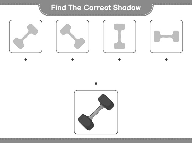 Encontre a sombra correta encontre e combine a sombra correta do jogo educativo para crianças com halteres