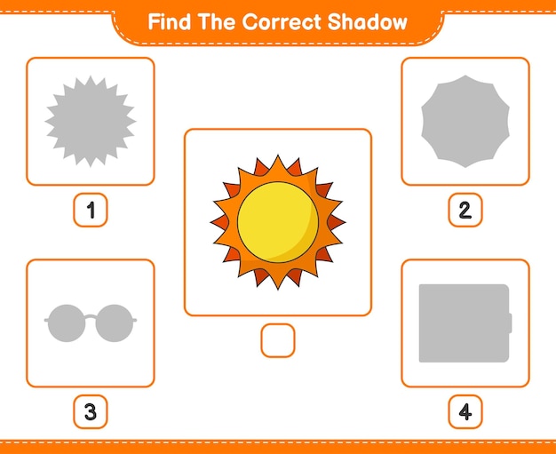 Encontre a sombra correta encontre e combine a sombra correta do jogo infantil sun educational