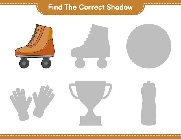 Encontre a sombra correta. encontre e combine a sombra correta do roller skate