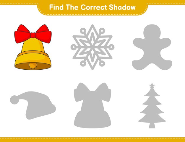 Encontre a sombra correta encontre e combine a sombra correta do sino de natal
