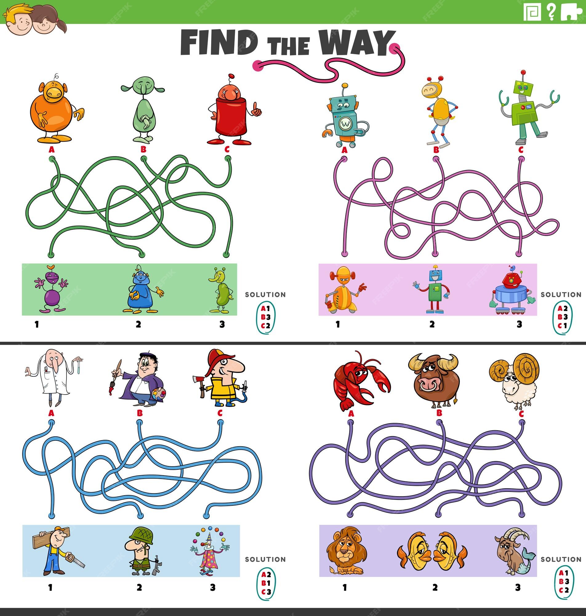 Jogos De Labirinto Com Personagens Engraçados De Desenho Animado