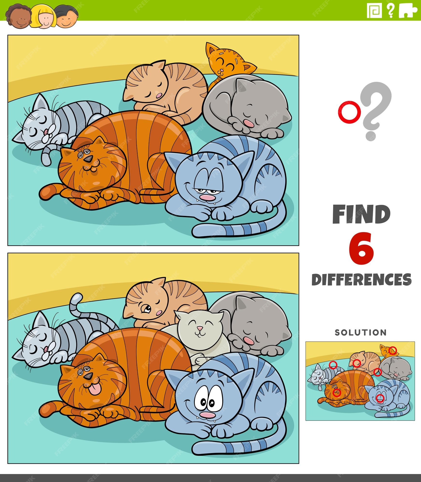 diferenças jogos com gatos personagens coloração página 23111252 Vetor no  Vecteezy