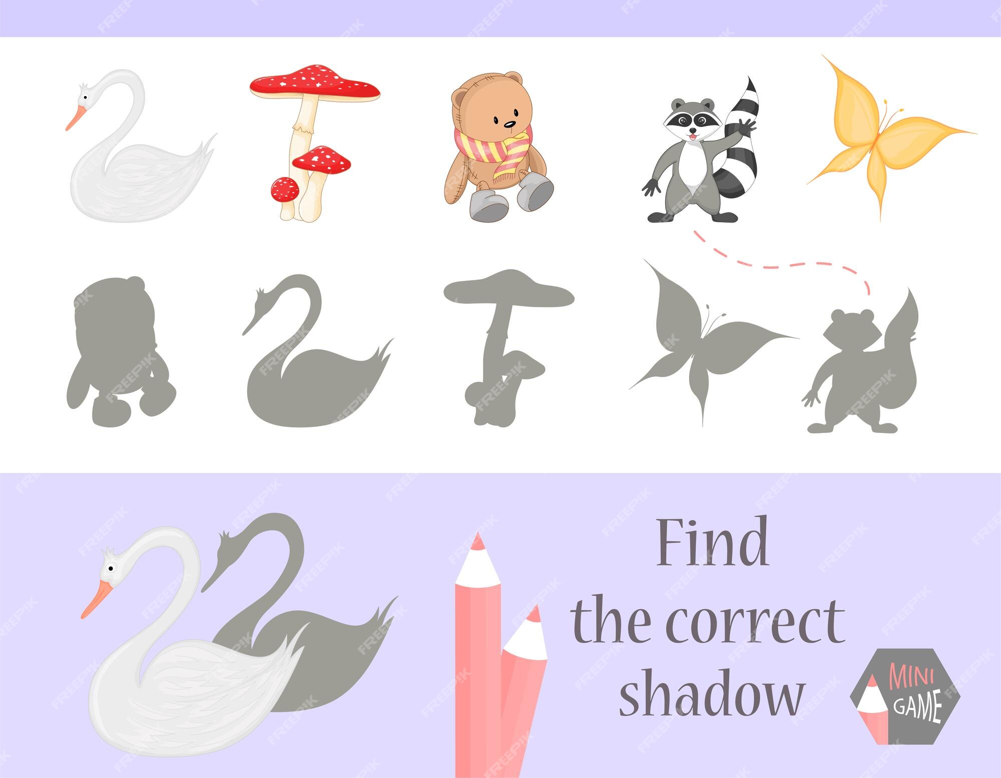um jogo para crianças onde cuja sombra, gato preto, 7075030 Vetor