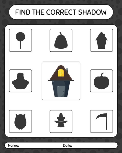 Encontre o jogo de sombras correto com a casa. planilha para crianças em idade pré-escolar, planilha de atividades para crianças