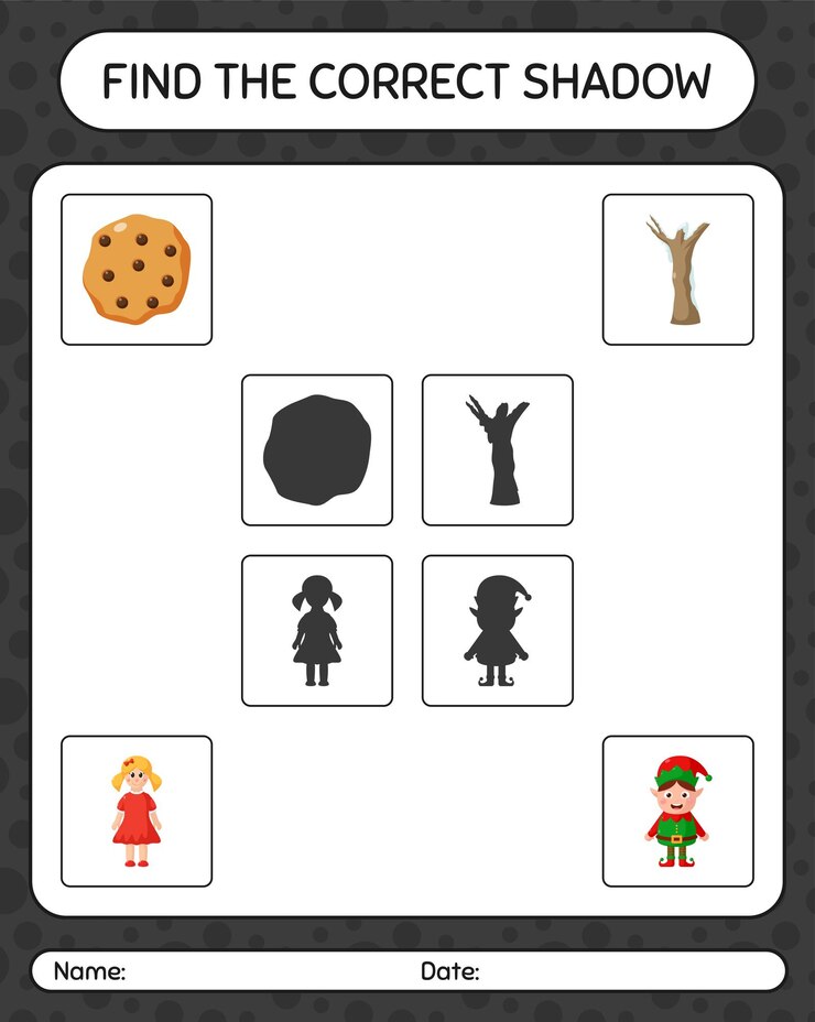 Encontre o jogo de sombras correto com o ícone de natal. planilha para crianças em idade pré-escolar, planilha de atividades para crianças