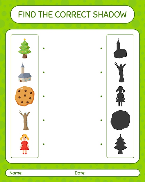 Encontre o jogo de sombras correto com o ícone de natal. planilha para crianças em idade pré-escolar, planilha de atividades para crianças