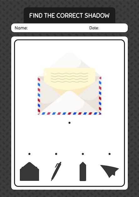 Encontre o jogo de sombras correto com planilha de correio em