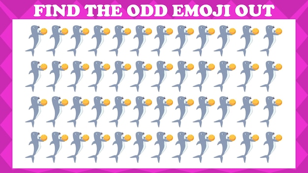 Encontre o odd emoji out, jogo de quebra-cabeça de lógica visual. jogo de atividade para crianças.