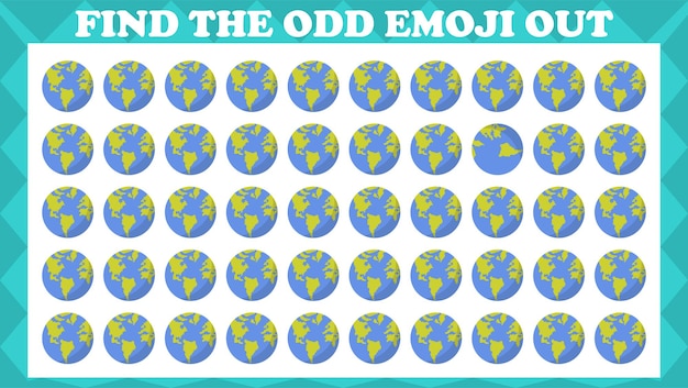 Encontre o Odd Emoji Out, jogo de quebra-cabeça de lógica visual. Jogo de atividade para crianças.
