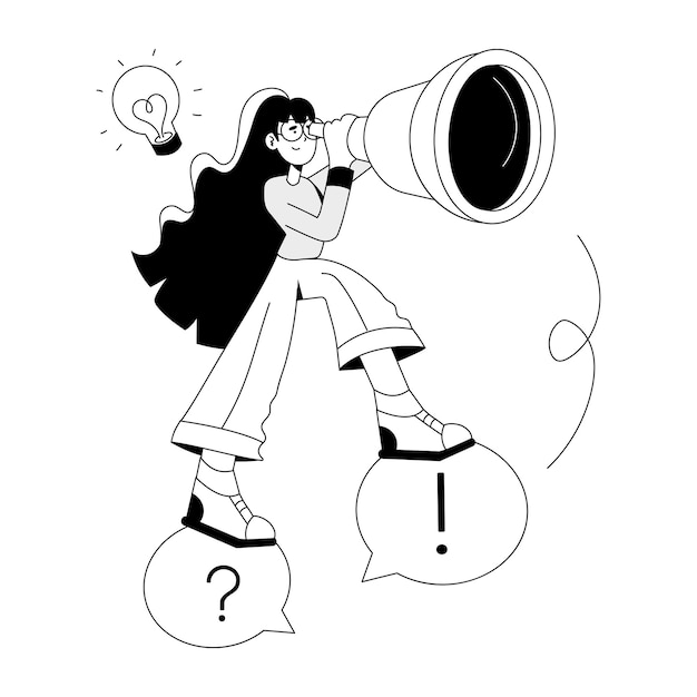 Encontre solução para ilustração esboçada de dúvidas de clientes
