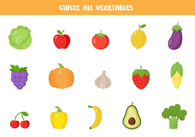 Encontre todos os vegetais ficha educativa para crianças