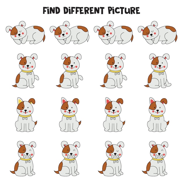 Encontre um cachorro diferente dos outros Planilha para crianças