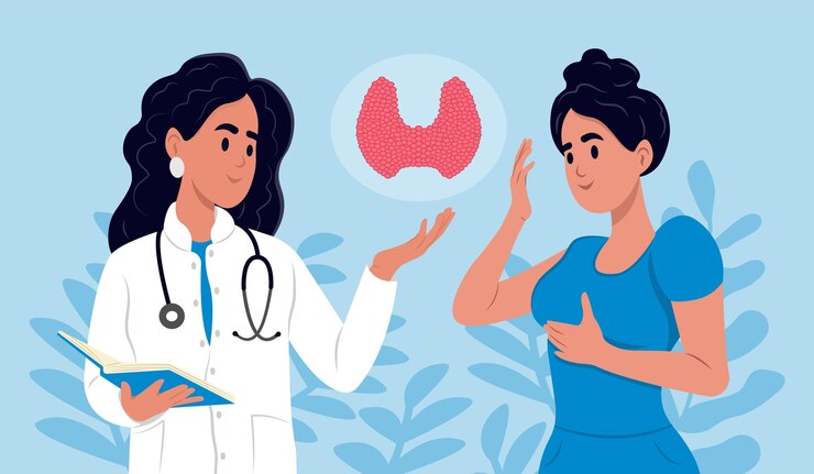 Vetor endocrinologistas lidam com o diagnóstico e tratamento da glândula tireóide humana hipotiroidismo conceito de hipertiroidismo dia mundial da tireoide janeiro é o mês de conscientização da tireóide