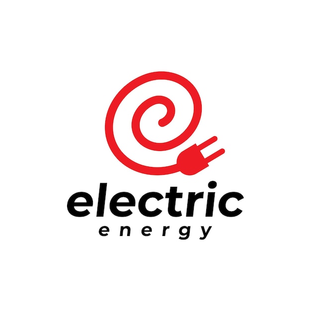 Energia elétrica com design de logotipo em espiral de cabo elétrico