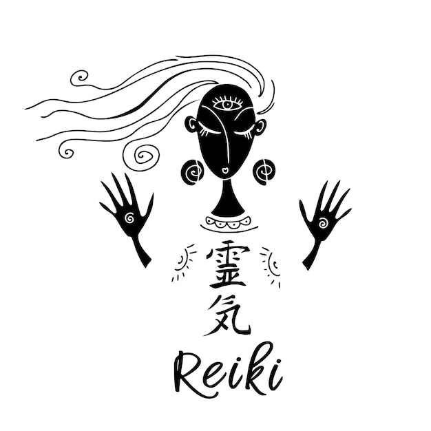 Energia reiki logo reiki cura vetor esotérico