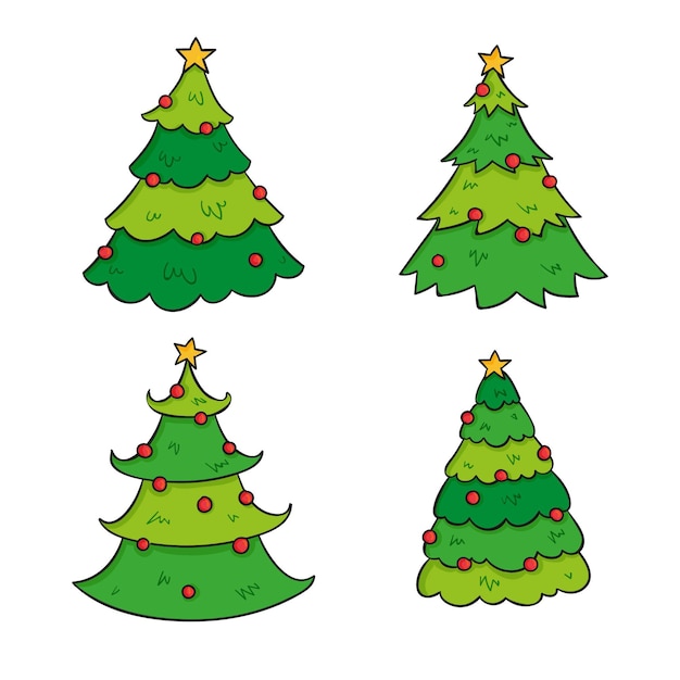 Enfeites de árvore de natal desenhados à mão