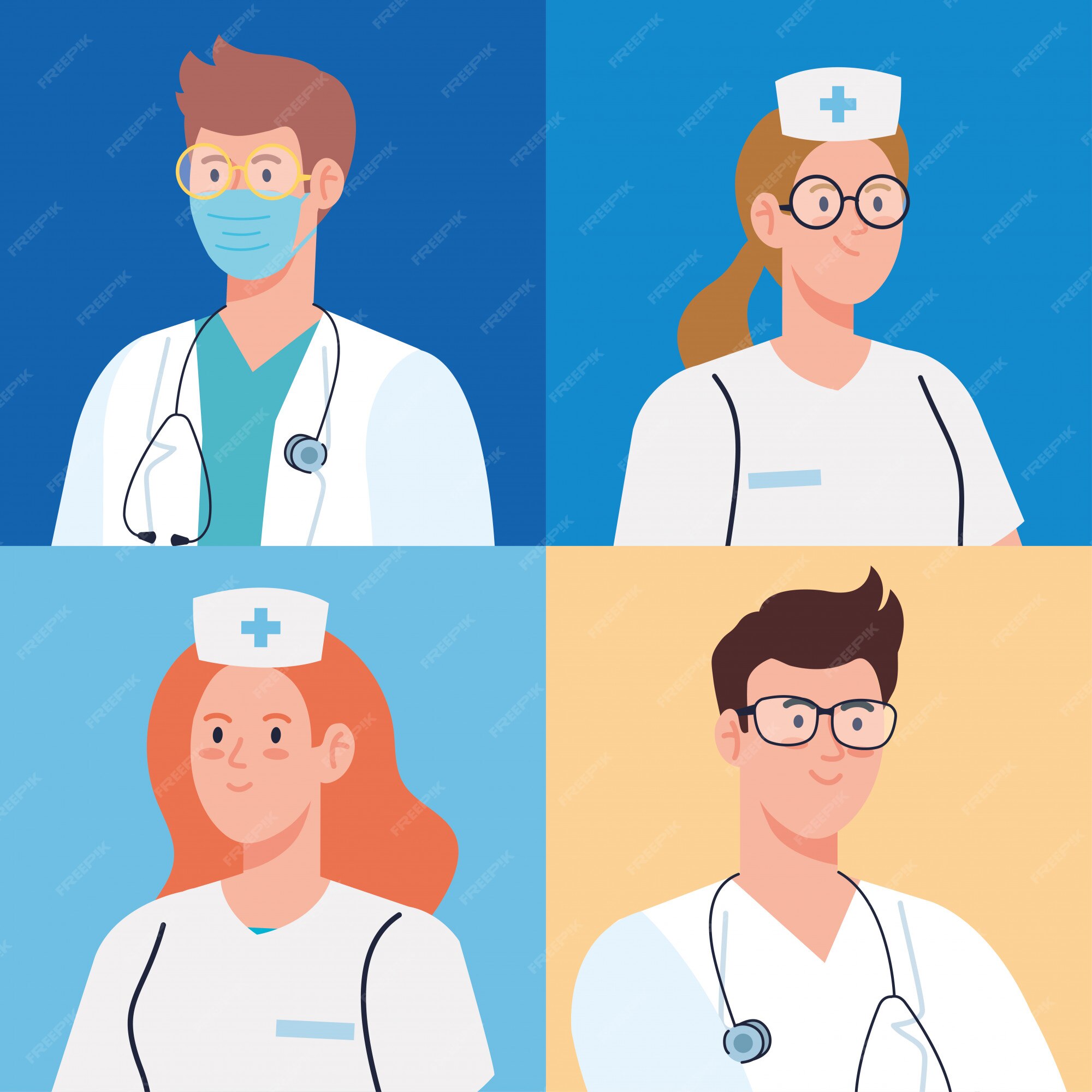 Vector Cartoon ilustração da equipe médica do Hospital médicos e